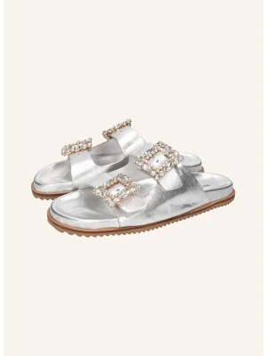 MELVIN & HAMILTON Skórzane klapki "Eve 1" w kolorze srebrnym rozmiar: 35