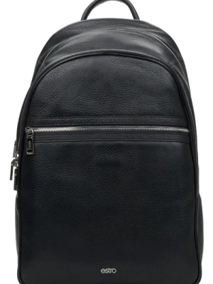 Men's Black Backpack made of Genuine Leather Estro Er00111689 Estro