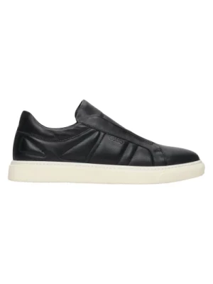 Men's Black Slip-On Low-Top Sneakers made of Genuine Leather Estro Er00112647 Estro