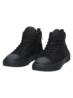 Men's Black Suede High-Top Sneakers for Winter with Fur Lining Estro Er00113958 Estro