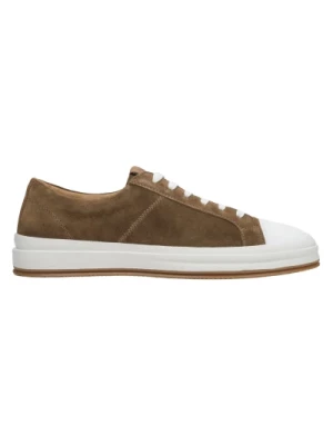 Men's Brown Low-Top Sneakers made of Genuine Italian Velour Estro Er00114570 Estro