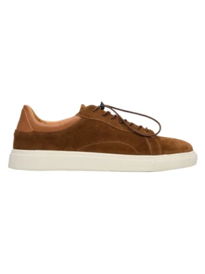 Mens Brown Sneakers made of Genuine Velour with a Turnbuckle Estro Er00112853 Estro