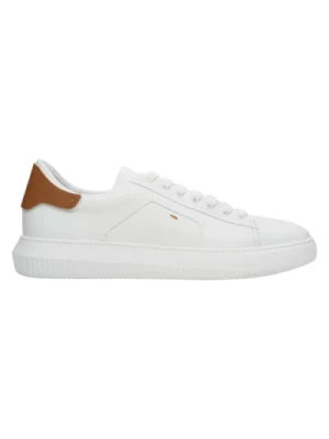Men's Brown & White Leather Low-Top Sneakers Estro Er00111138 Estro