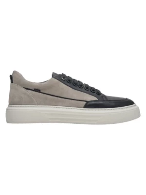 Men's Grey & Black Velour Low-Top Sneakers Estro Er00113449 Estro