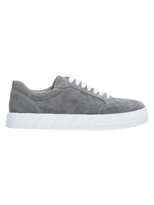 Mens Grey Genuine Velour Sneakers for Fall Estro Er00112842 Estro
