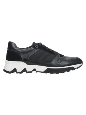 Mens Leather Velour Sneakers in Black Estro Er00114551 Estro