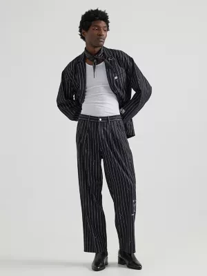 Mens Lee x Basquiat Striped Relaxed Straight Pant Black Size 38x31