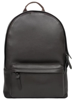 Men's Saddle Brown Backpack made of Genuine Leather with Wide Shoulder Straps Estro Er00110950 Estro