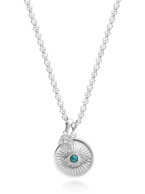 Men's Silver Evil Eye and Hamsa Hand Necklace Nialaya