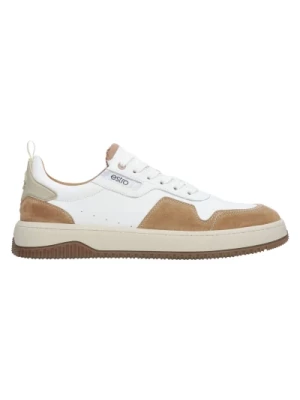Mens White Brown Lace-up Low-Top Sneakers with a Flexible Sole Estro Er00114677 Estro