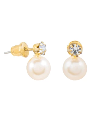 MENTHE À L'O Pozłacane kolczyki-wkrętki z kryształami i perłami rozmiar: onesize