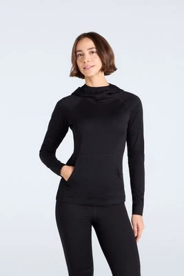 Merino damski top z kapturem - Black Animal
