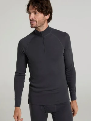 Merino II – męski top z długimi rękawami i suwakiem pod szyją - Black Mountain Warehouse