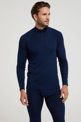 Merino II – męski top z długimi rękawami i suwakiem pod szyją - Navy Mountain Warehouse