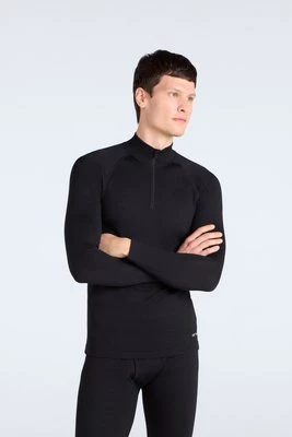 Merino męski top z zamkiem - Black Animal