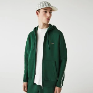 Męska Bawełniana Bluza Wyściełana Polarem Z Paskami Z Logo Lacoste
