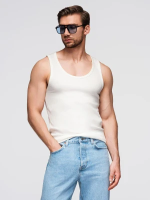 Zdjęcie produktu Męska bawełniana koszulka basic na ramiączkach – biała V1 - Rozmiar: M Ombre Clothing