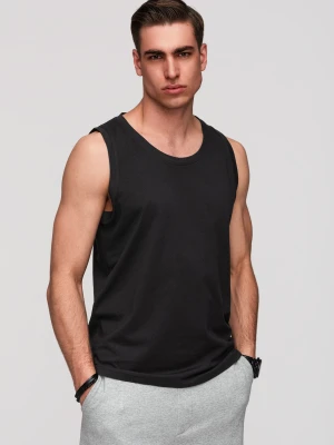 Męska bawełniana koszulka tank top BASIC – czarna V3 - Rozmiar: L Ombre Clothing