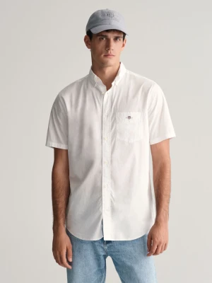 Męska biała koszula regular fit z popeliny z krótkim rękawem GANT