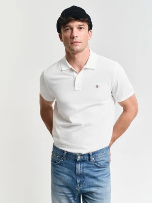 Męska biała koszulka polo regular fit z bawełnianej piki GANT