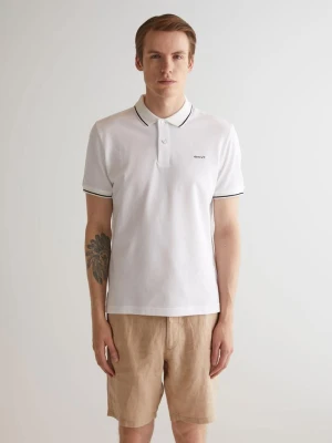 Męska biała koszulka polo z bawełnianej piki z krótkim rękawem GANT