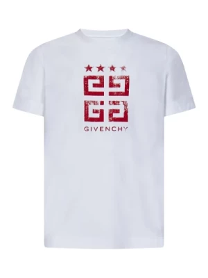 Męska Biała Koszulka Slim-Fit z Czerwonym Nadrukiem 4G Stars Givenchy
