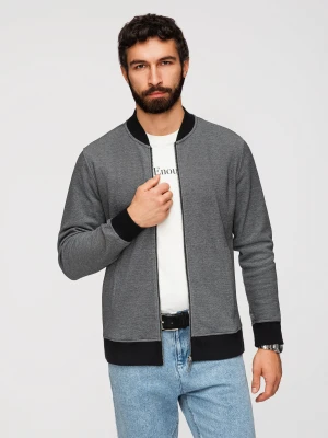 Męska bluza bomberka z dzianiny pique – czarna V1 - Rozmiar: L Ombre Clothing