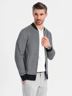 Zdjęcie produktu Męska bluza bomberka z dzianiny pique – czarna V1 - Rozmiar: S Ombre Clothing