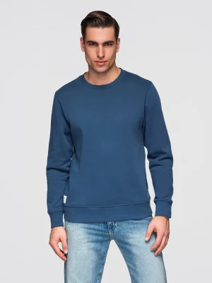 Męska bluza dresowa BASIC z okrągłym dekoltem OM-SSBN-0271 - Rozmiar: XL Ombre Clothing granatowy