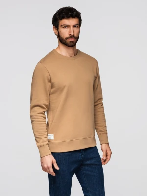 Męska bluza dresowa BASIC z okrągłym dekoltem OM-SSBN-0271 - Rozmiar: XXL Ombre Clothing brązowy