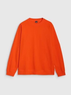 Męska bluza dresowa nierozpinana bez kaptura 4F 4FRSS25TSWSM2179 - pomarańczowa