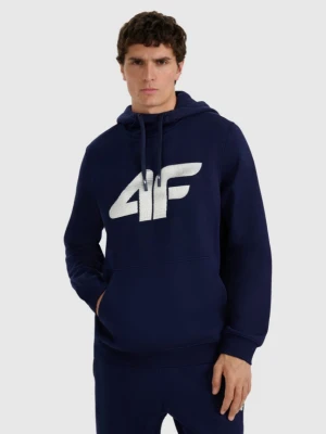 Męska bluza dresowa nierozpinana z kapturem 4F 4FRMM00TSWSM2477 - granatowa