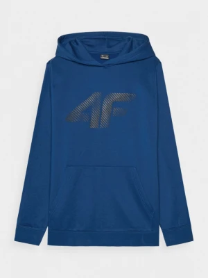 Męska bluza dresowa nierozpinana z kapturem 4F 4FWMM00TSWSM1766 - niebieska