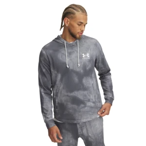 Męska bluza dresowa nierozpinana z kapturem Under Armour UA Rival Terry AOP Hood Q1 - szara