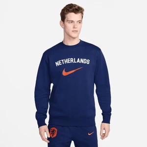 Męska piłkarska bluza dresowa z półokrągłym dekoltem Nike Holandia Club Fleece - Niebieski