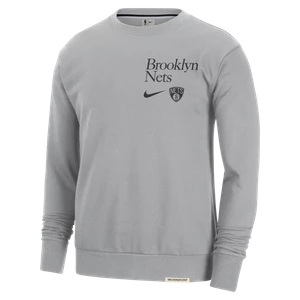 Męska bluza dresowa z półokrągłym dekoltem Nike Dri-FIT NBA Brooklyn Nets Standard Issue - Szary