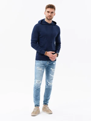Męska bluza dzianinowa z kapturem - ciemnoniebieska V3 B1532
 -                                    XXL Ombre