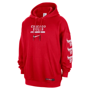 Męska bluza nierozpinana z kapturem Jordan NBA Club Premium Chicago Bulls Courtside - Czerwony