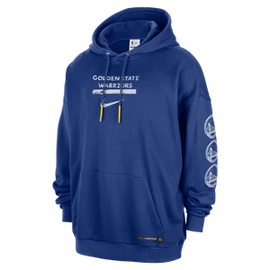 Męska bluza nierozpinana z kapturem Jordan NBA Club Premium Golden State Warriors Courtside - Niebieski