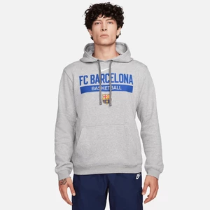 Męska bluza o koszykówki z kapturem Nike FC Barcelona Club Fleece - Szary