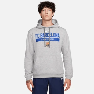 Męska bluza o koszykówki z kapturem Nike FC Barcelona Club Fleece - Szary