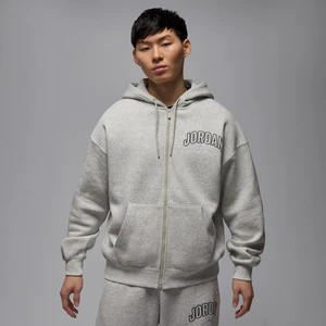 Męska bluza o kroju oversize z kapturem i zamkiem na całej długości Jordan Brooklyn Fleece - Szary