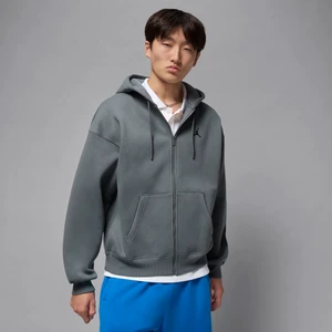 Męska bluza o kroju oversize z kapturem i zamkiem na całej długości Jordan Brooklyn Fleece - Szary