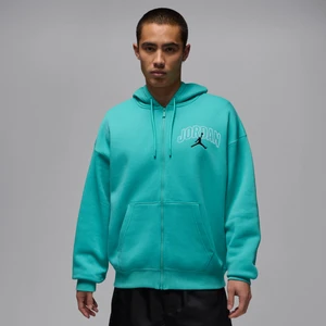Męska bluza o kroju oversize z kapturem i zamkiem na całej długości Jordan Brooklyn Fleece - Zieleń