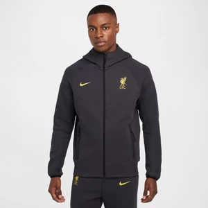 Męska bluza piłkarska z dzianiny z kapturem i zamkiem na całej długości Nike Liverpool F.C. Tech Windrunner (wersja trzecia) - Szary