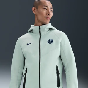 Męska bluza piłkarska z kapturem i zamkiem na całej długości Nike Inter Mediolan Tech Fleece Windrunner - Szary