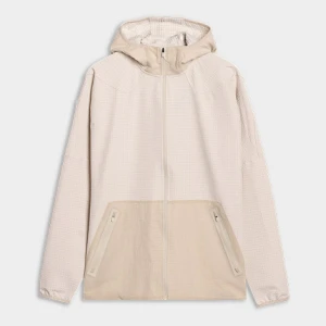 Męska bluza treningowa rozpinana z kapturem 4F x Robert Lewandowski RL9SSS25TFSWM615 - beżowa