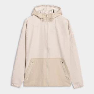 Męska bluza treningowa rozpinana z kapturem 4F x Robert Lewandowski RL9SSS25TFSWM615 - beżowa