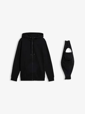 Męska bluza z kapturem 2 w 1 z wstawką na nosidełko z miękkiej bawełnianej dzianiny dresowej BonPrix czarny
