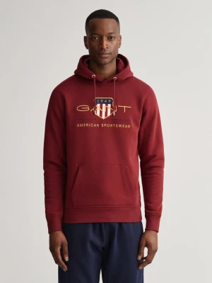 Gant Erkek Bordo Regular Fit Kapüşonlu Logolu Sweatshirt